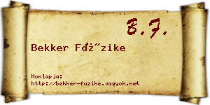 Bekker Füzike névjegykártya